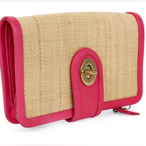 Coach Handbags - COACH PINK PARK STRAW CLUTCH Y2K wristlet BAG